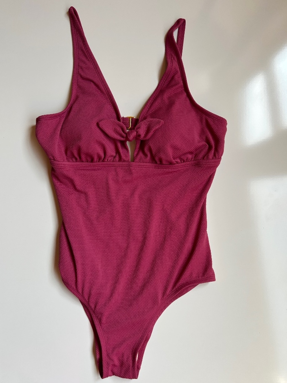 Kona Sol Magenta Textured One Piece Swimsuit Size Large